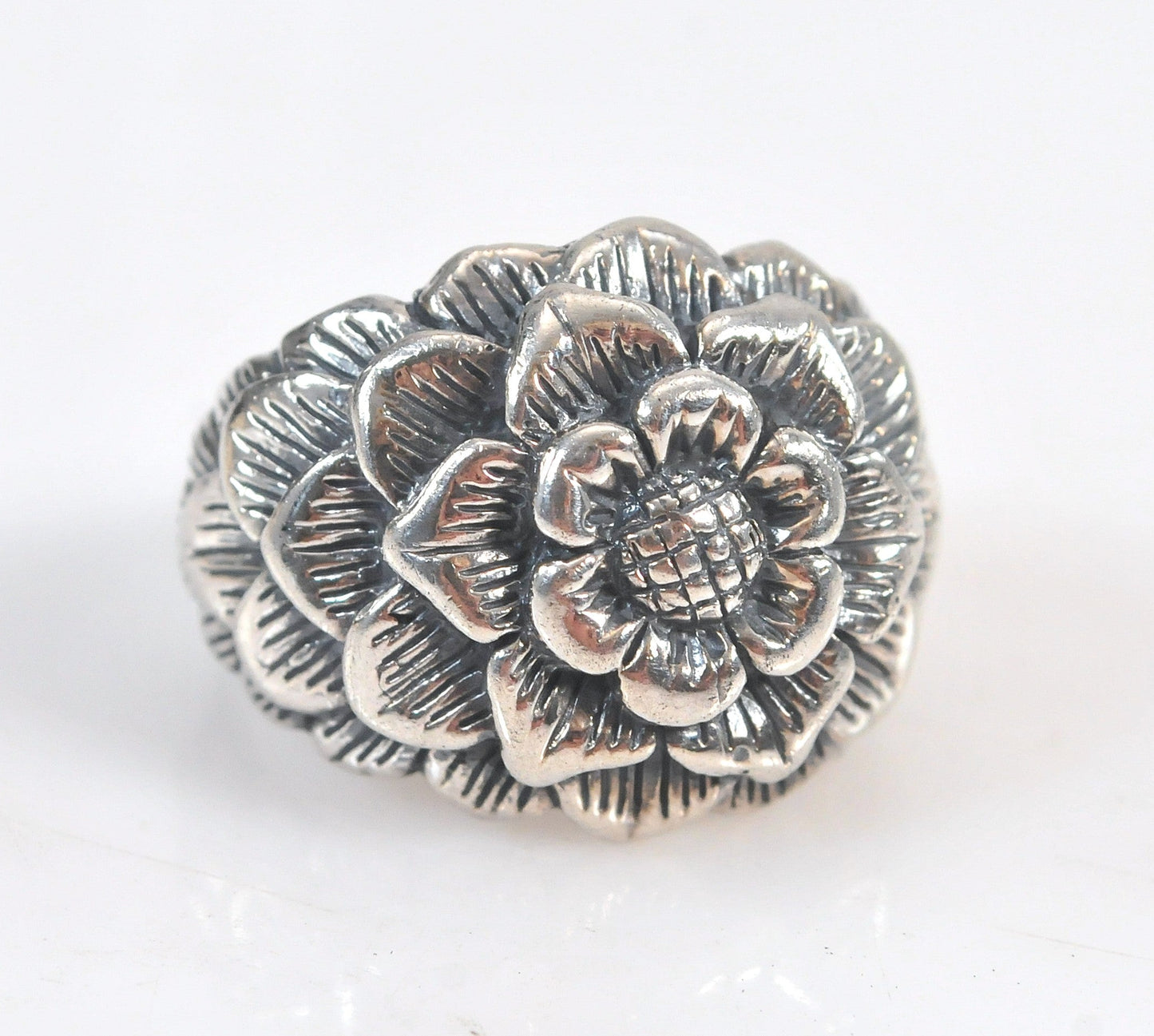 Chunky Sterling Silver Flower Ring