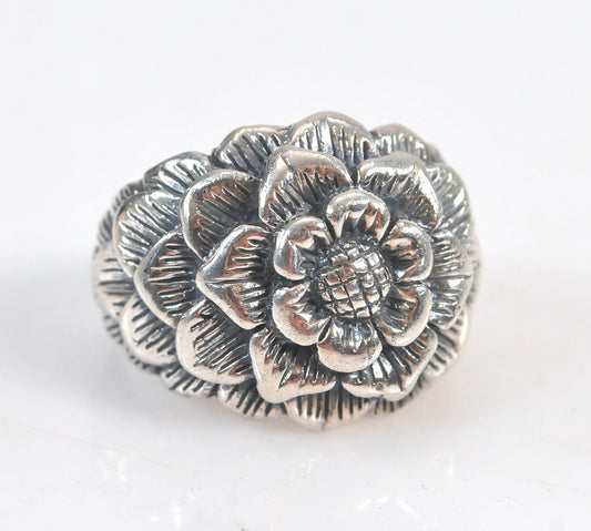 Chunky Sterling Silver Flower Ring