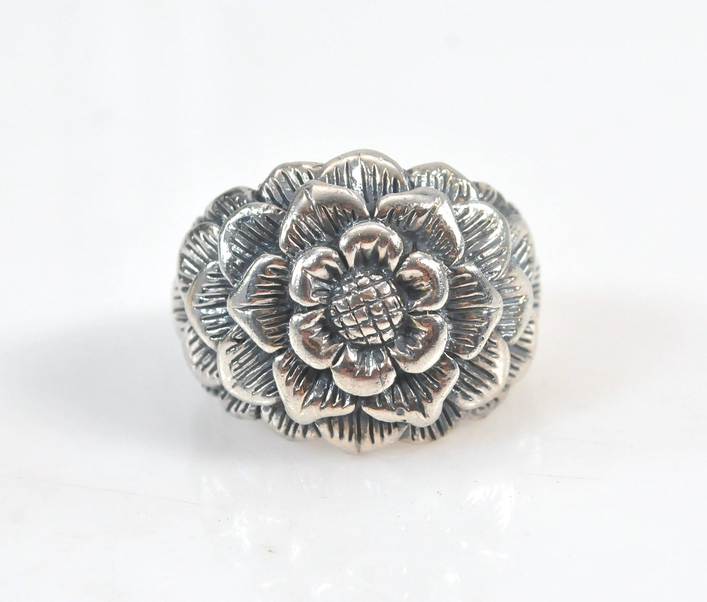 Chunky Sterling Silver Flower Ring