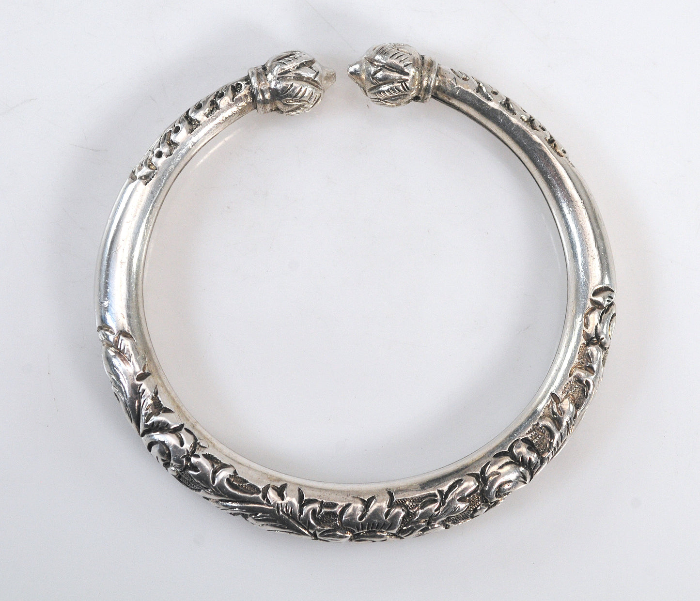 999 Fine Silver Floral Bangle Bracelet
