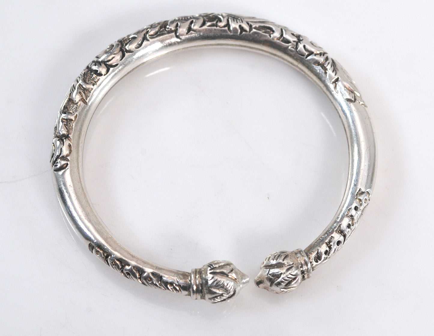999 Fine Silver Floral Bangle Bracelet