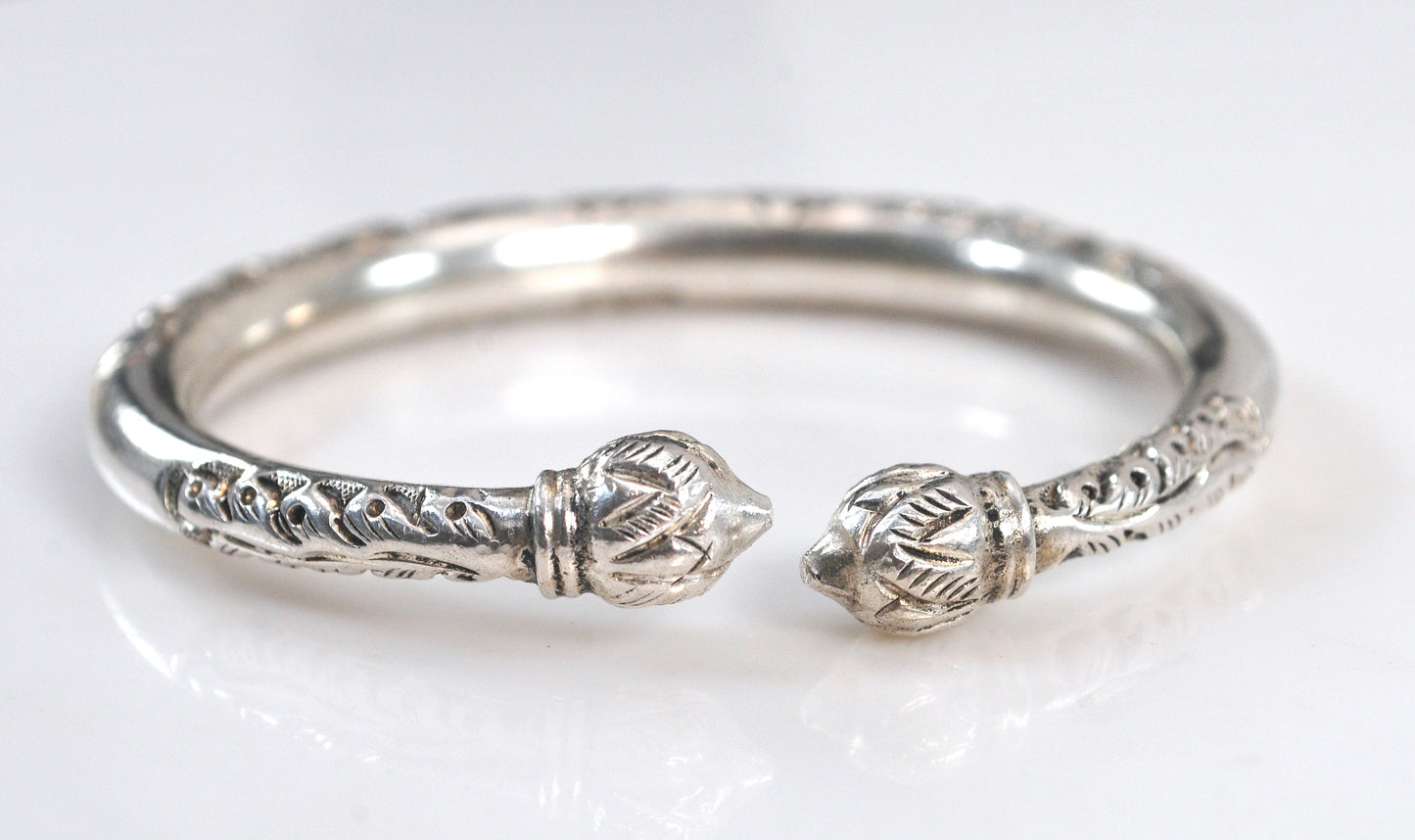 999 Fine Silver Floral Bangle Bracelet