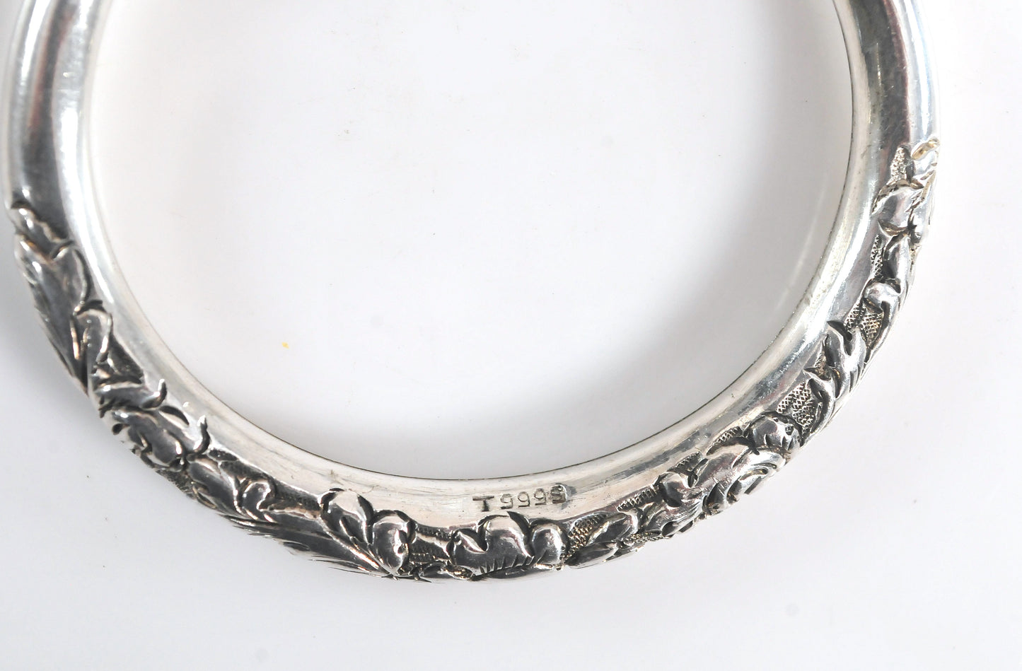 999 Fine Silver Floral Bangle Bracelet