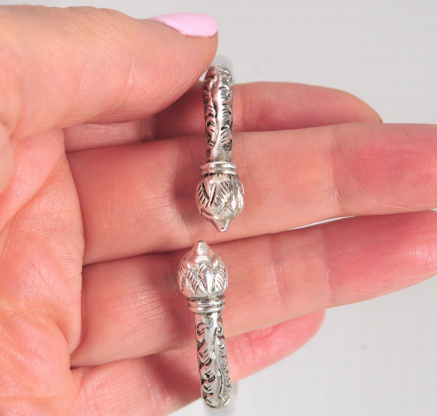 999 Fine Silver Floral Bangle Bracelet