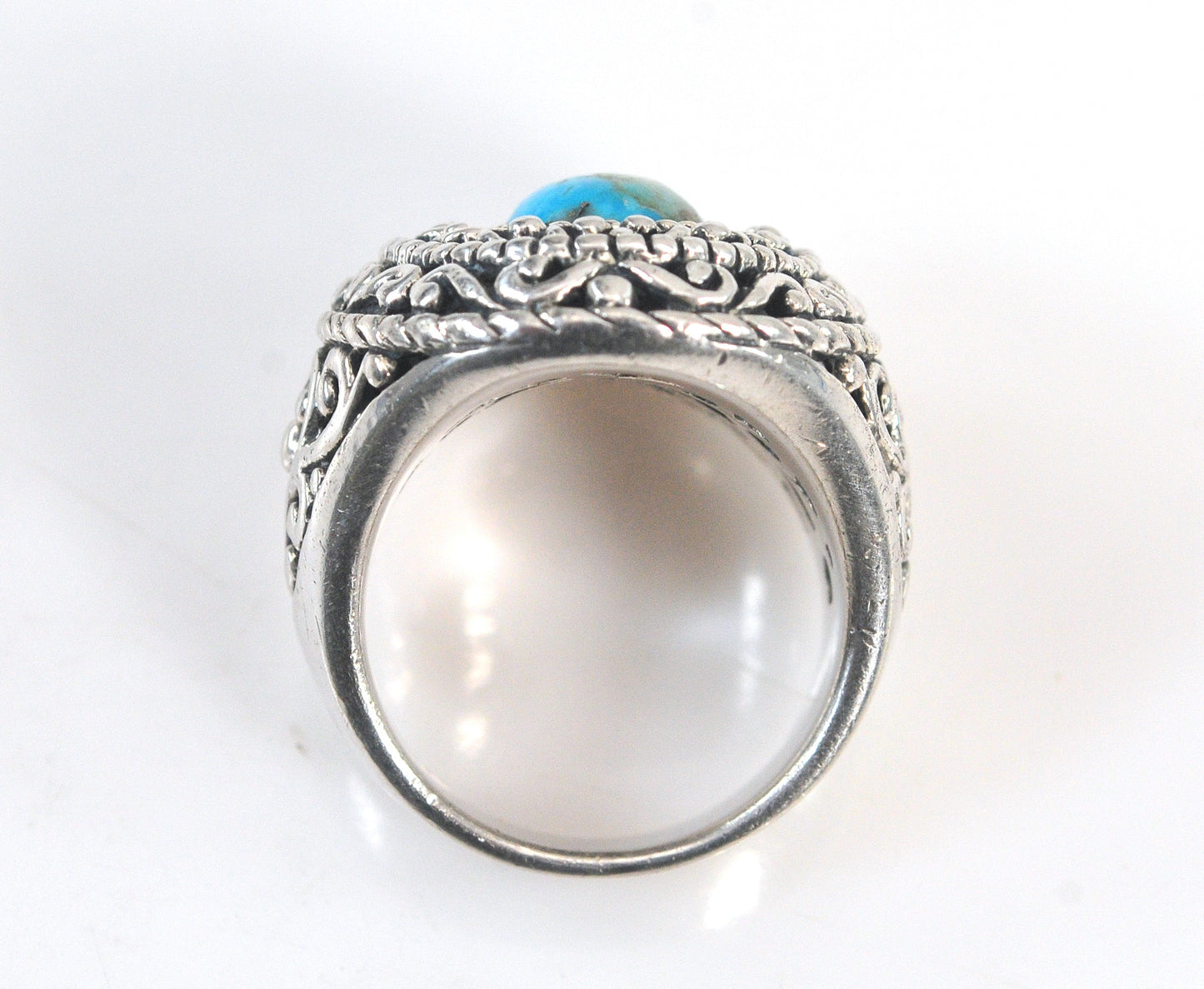 Chunky Sterling Silver Turquoise Filagree Ring