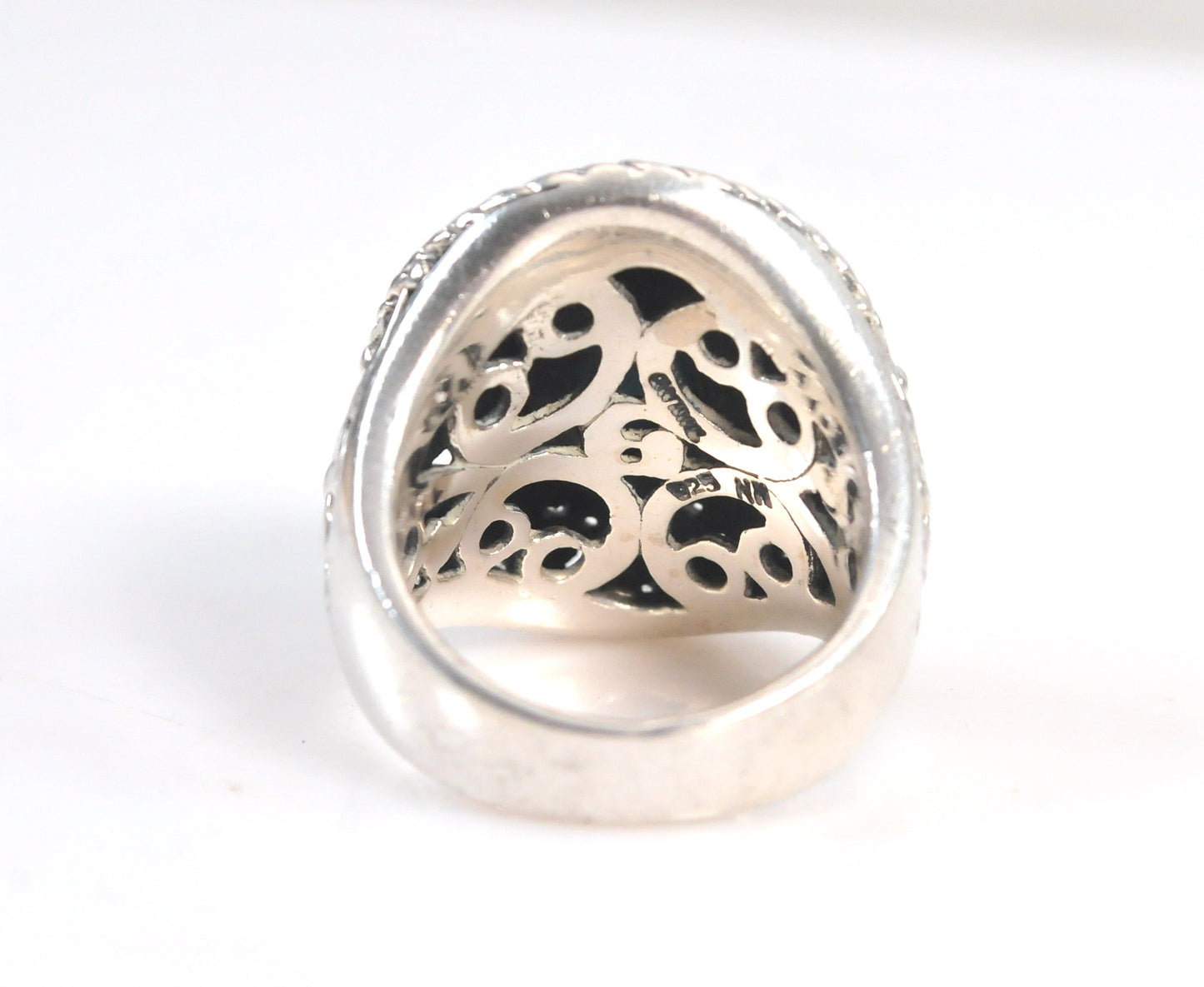 Chunky Sterling Silver Turquoise Filagree Ring