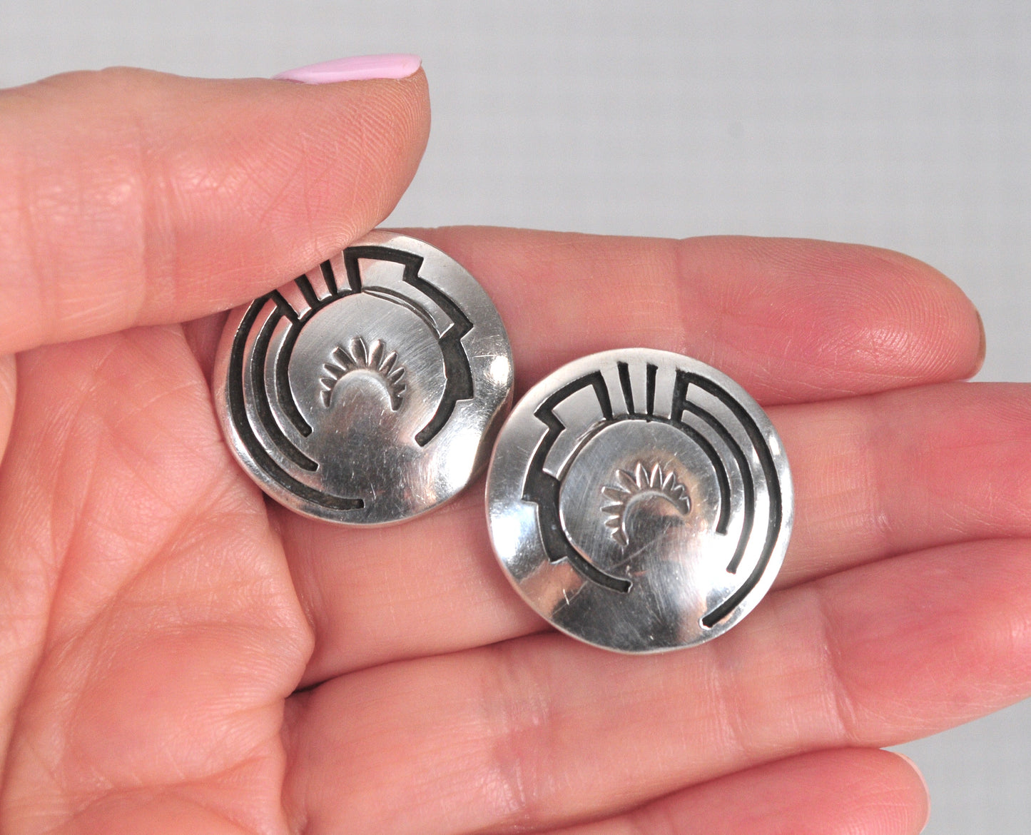 Southwestern Sterling Silver Clip On Earrings