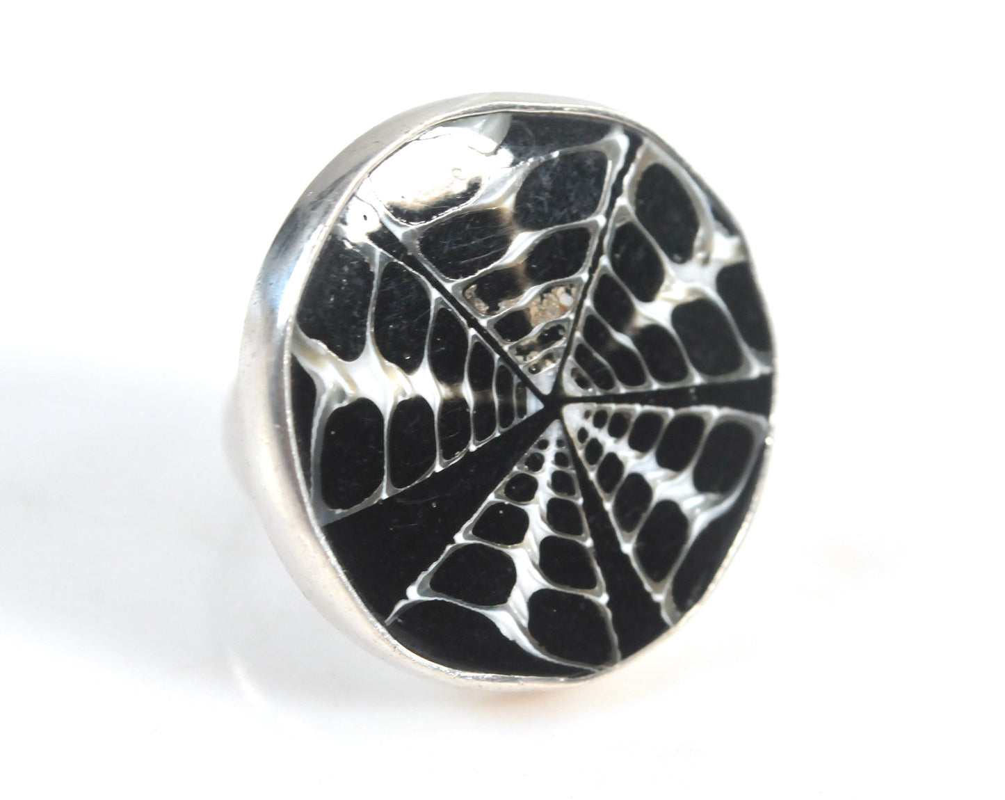 Large 950 Charles Albert Fine Silver Troca Shell Ring