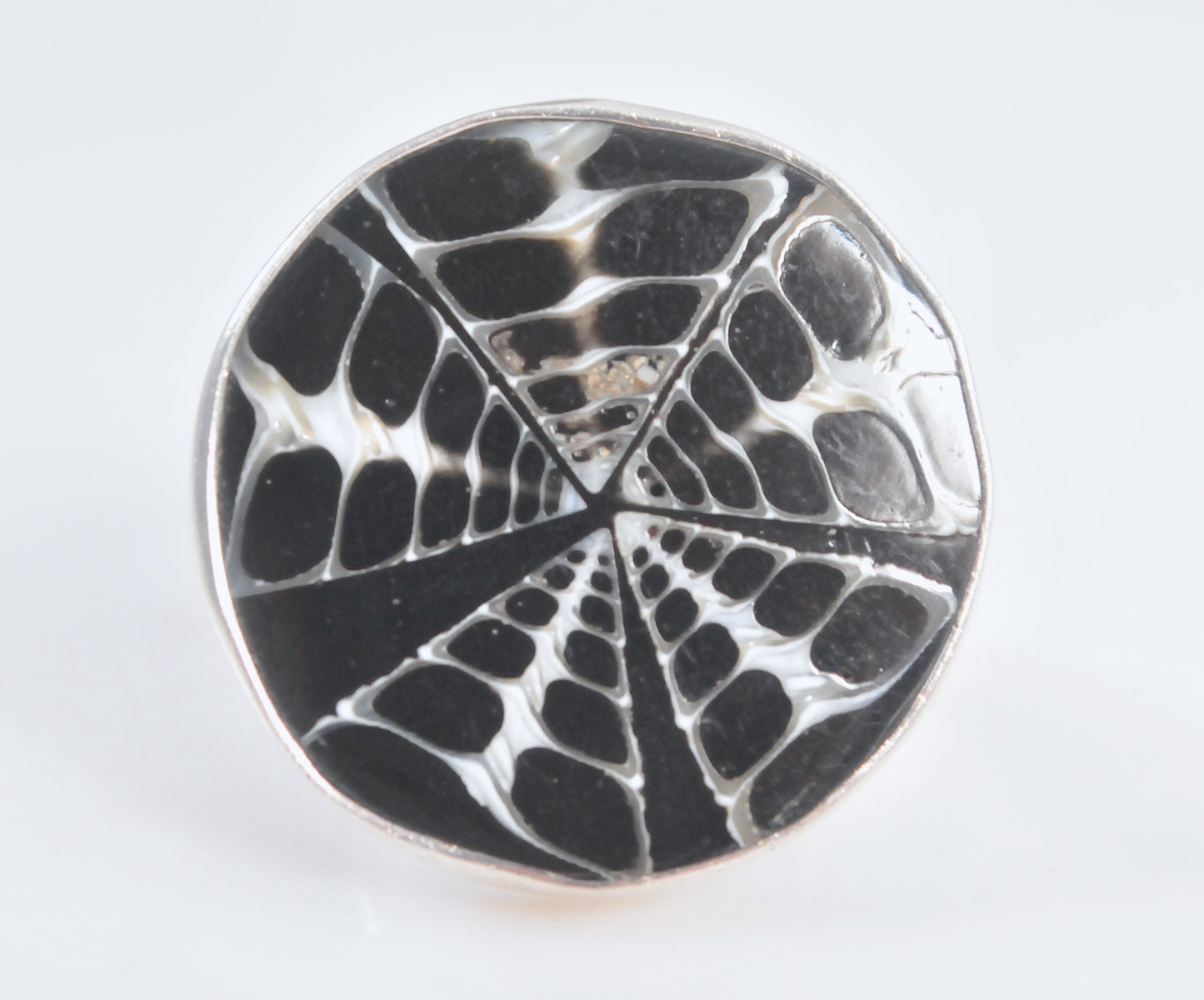 Large 950 Charles Albert Fine Silver Troca Shell Ring