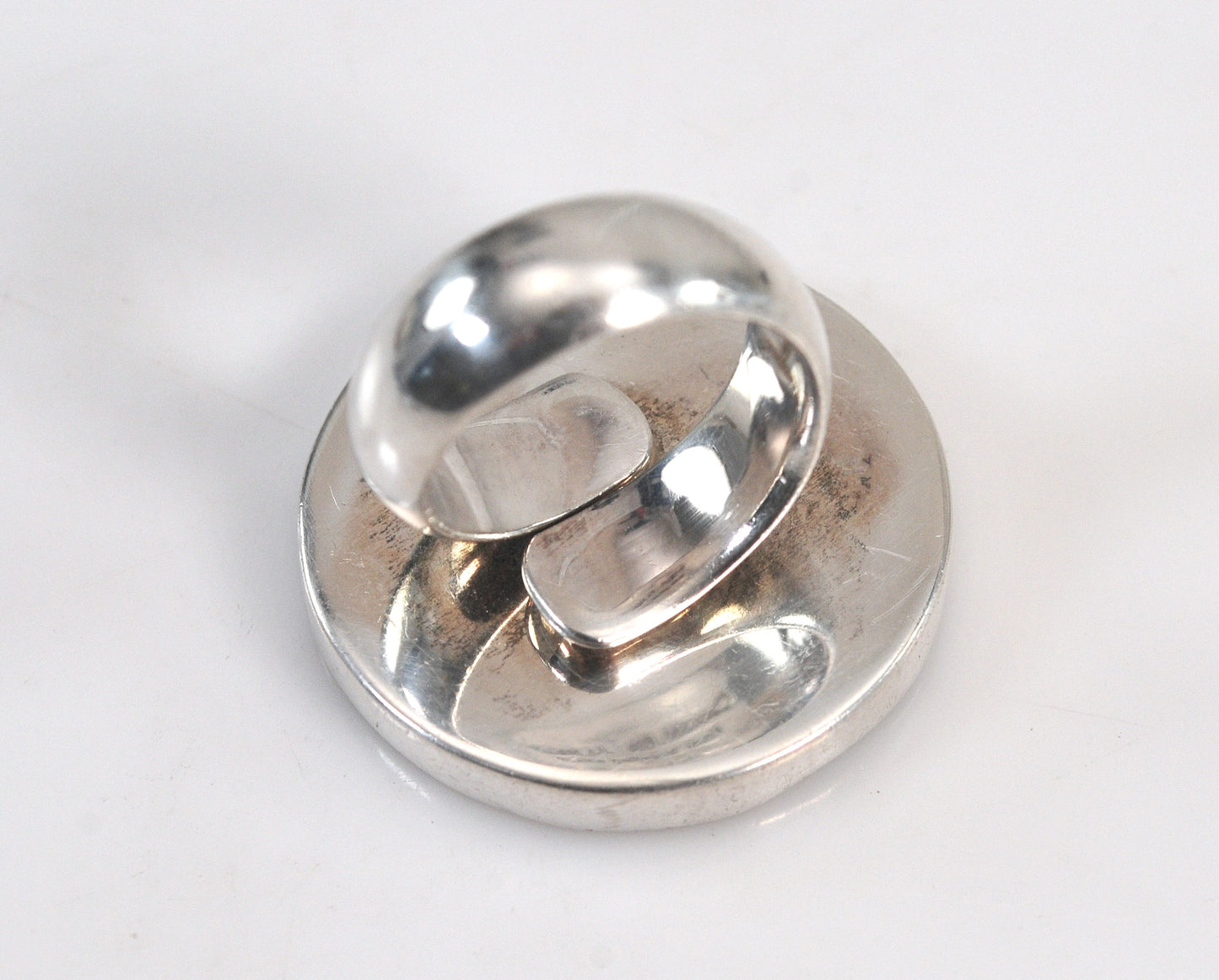 Large 950 Charles Albert Fine Silver Troca Shell Ring