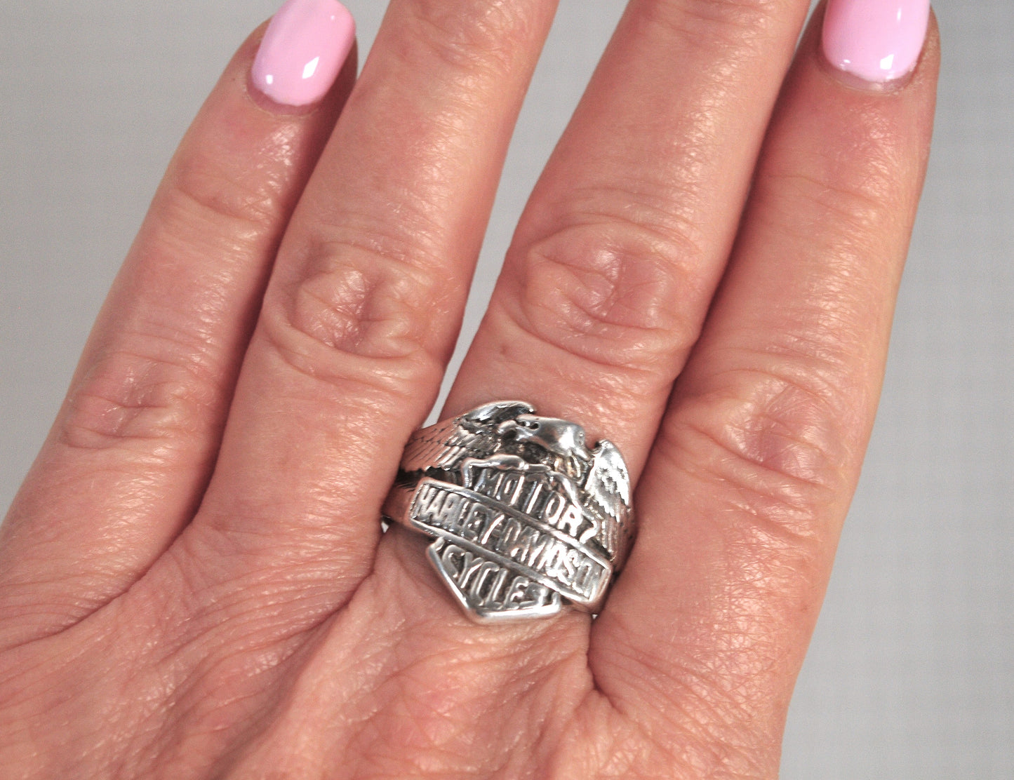 Vintage Sterling Silver Harley Davidson Eagle Ring