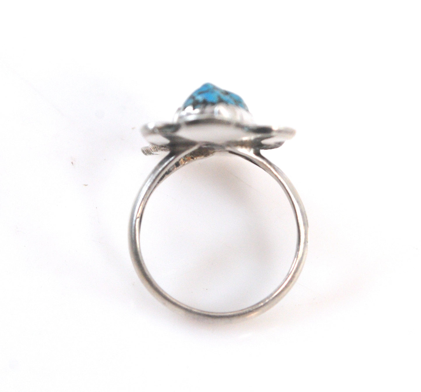 Native American Sterling Silver Turquoise Coral Ring