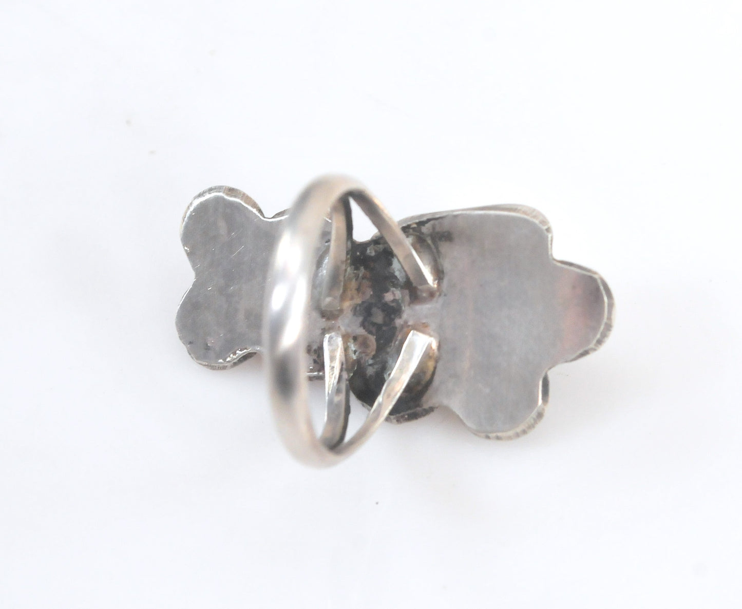 Native American Sterling Silver Turquoise Coral Ring