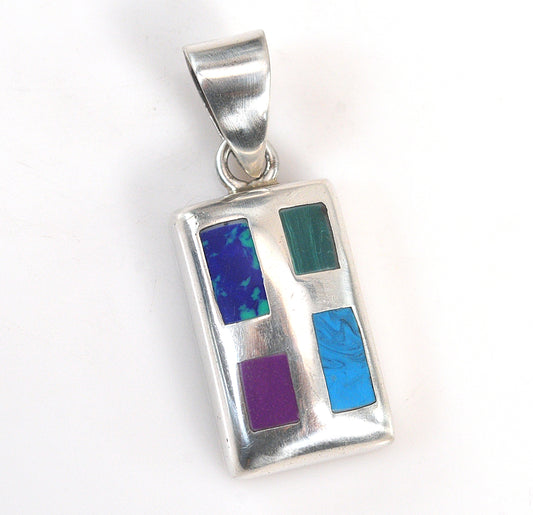Silpada Sterling Silver Rectangle Multi-Stone Inlay Pendant