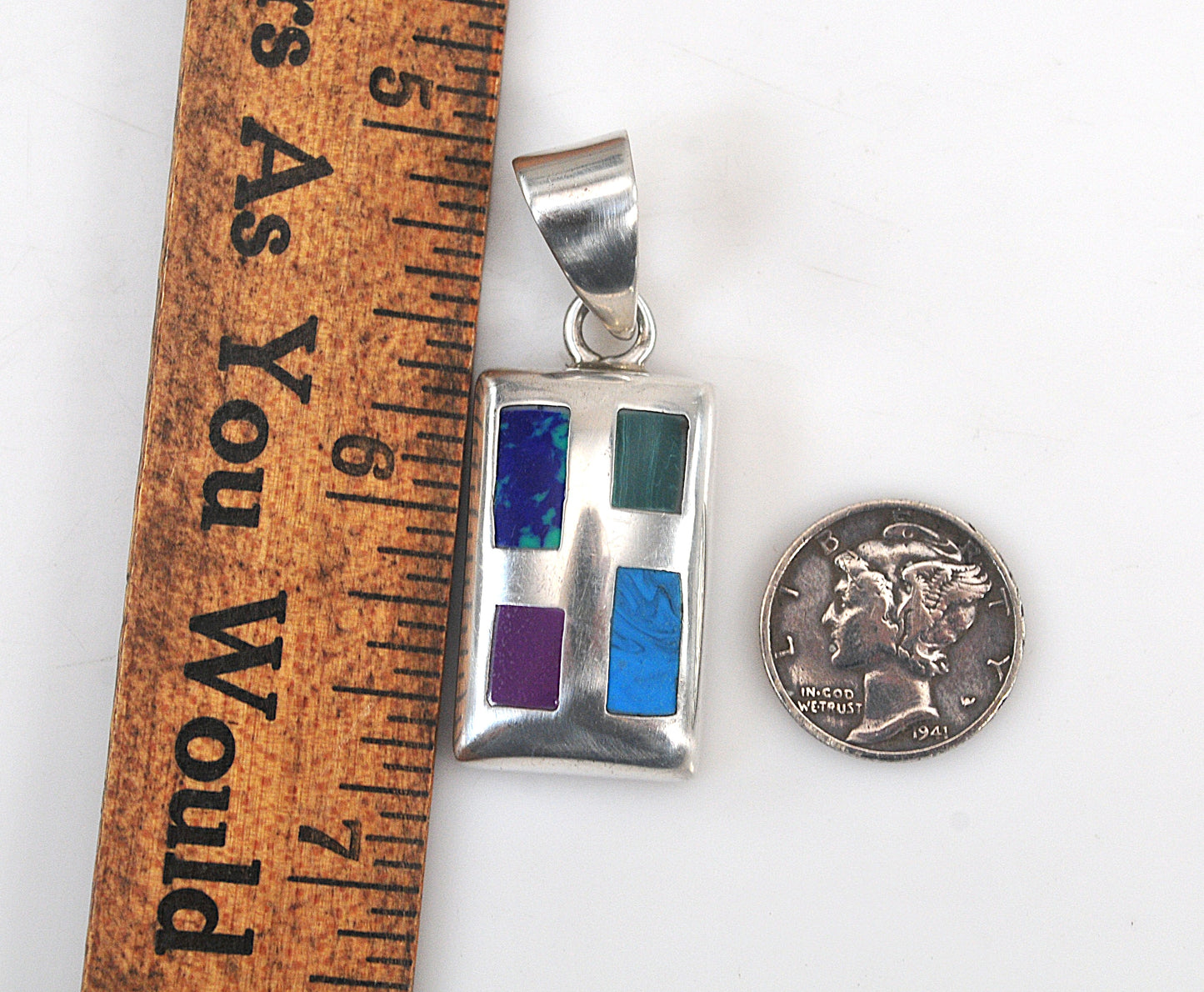 Silpada Sterling Silver Rectangle Multi-Stone Inlay Pendant