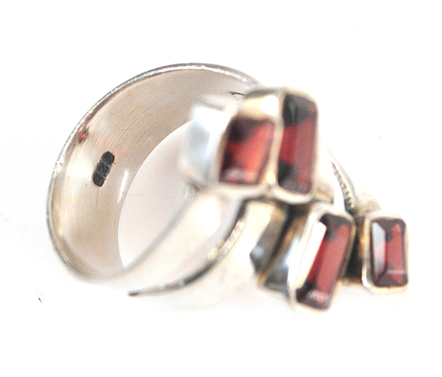 Large 925 Sterling Silver Adjustable Garnet Bypass Ring