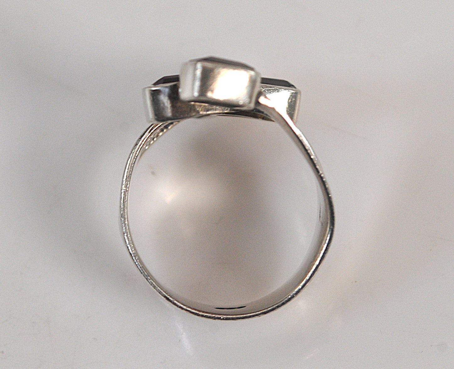 Large 925 Sterling Silver Adjustable Garnet Bypass Ring