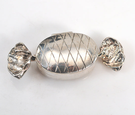 Vintage Sterling Silver Candy Wrapper Pill Box