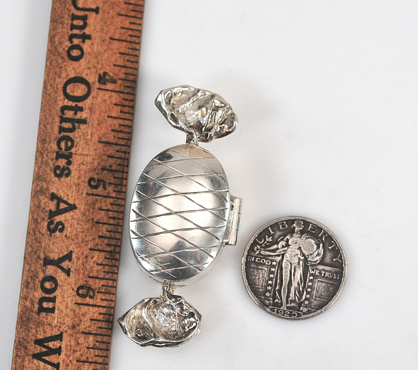 Vintage Sterling Silver Candy Wrapper Pill Box