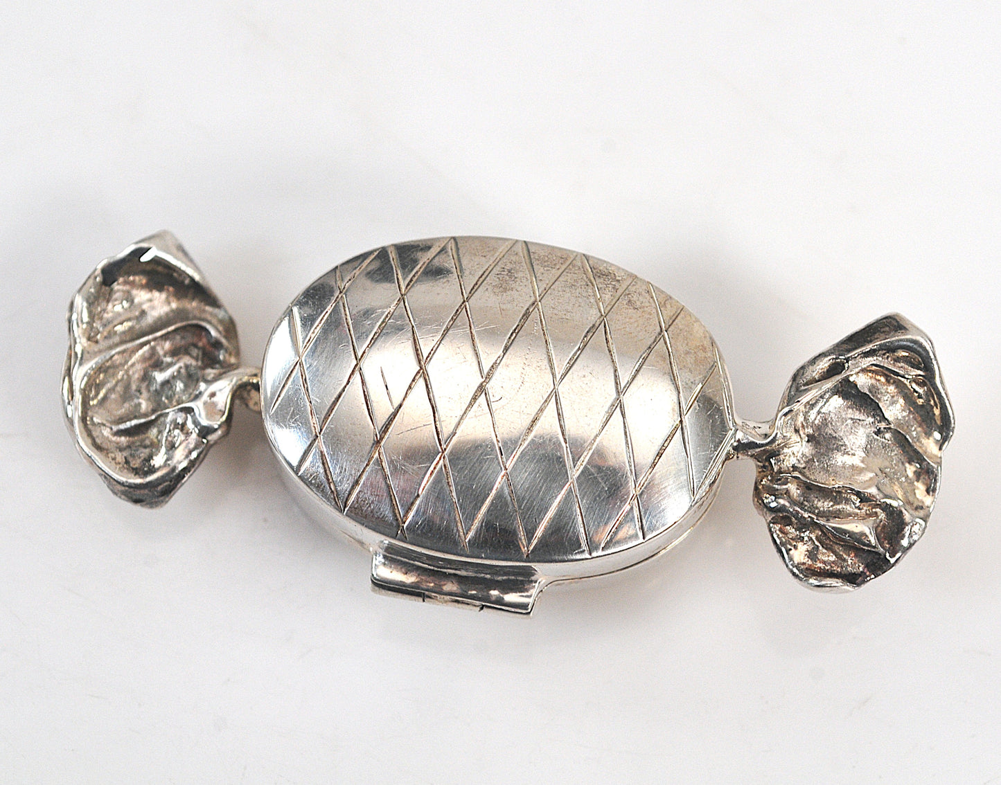 Vintage Sterling Silver Candy Wrapper Pill Box