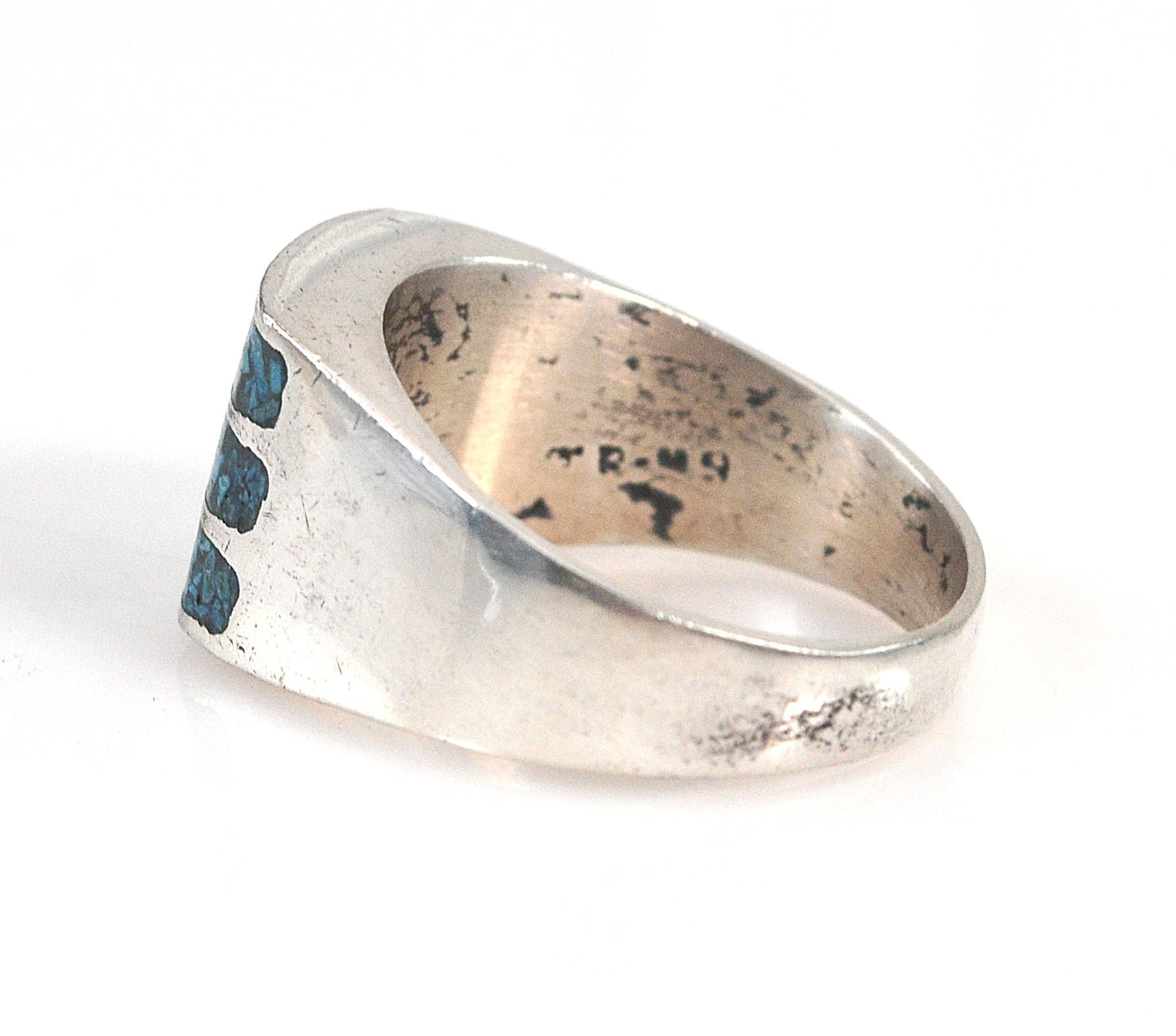 Vintage Taxco Sterling Silver Turquoise Chip Inlay Ring