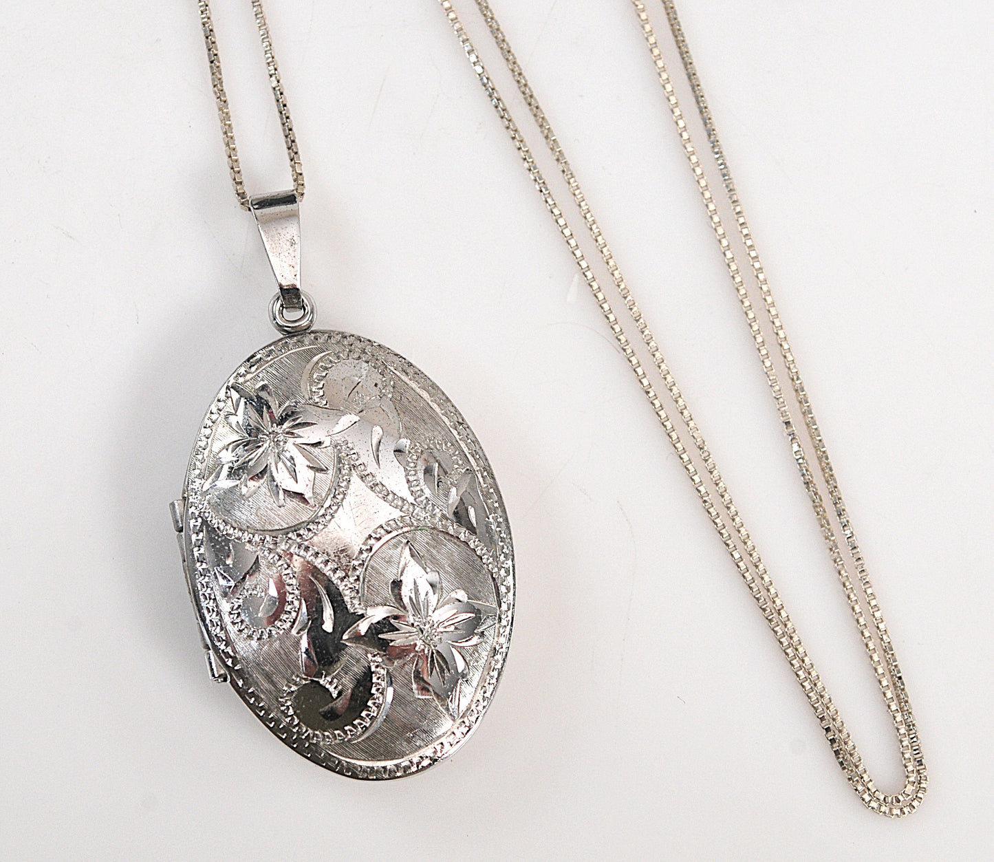 Large Sterling Silver Oval Locket Necklace