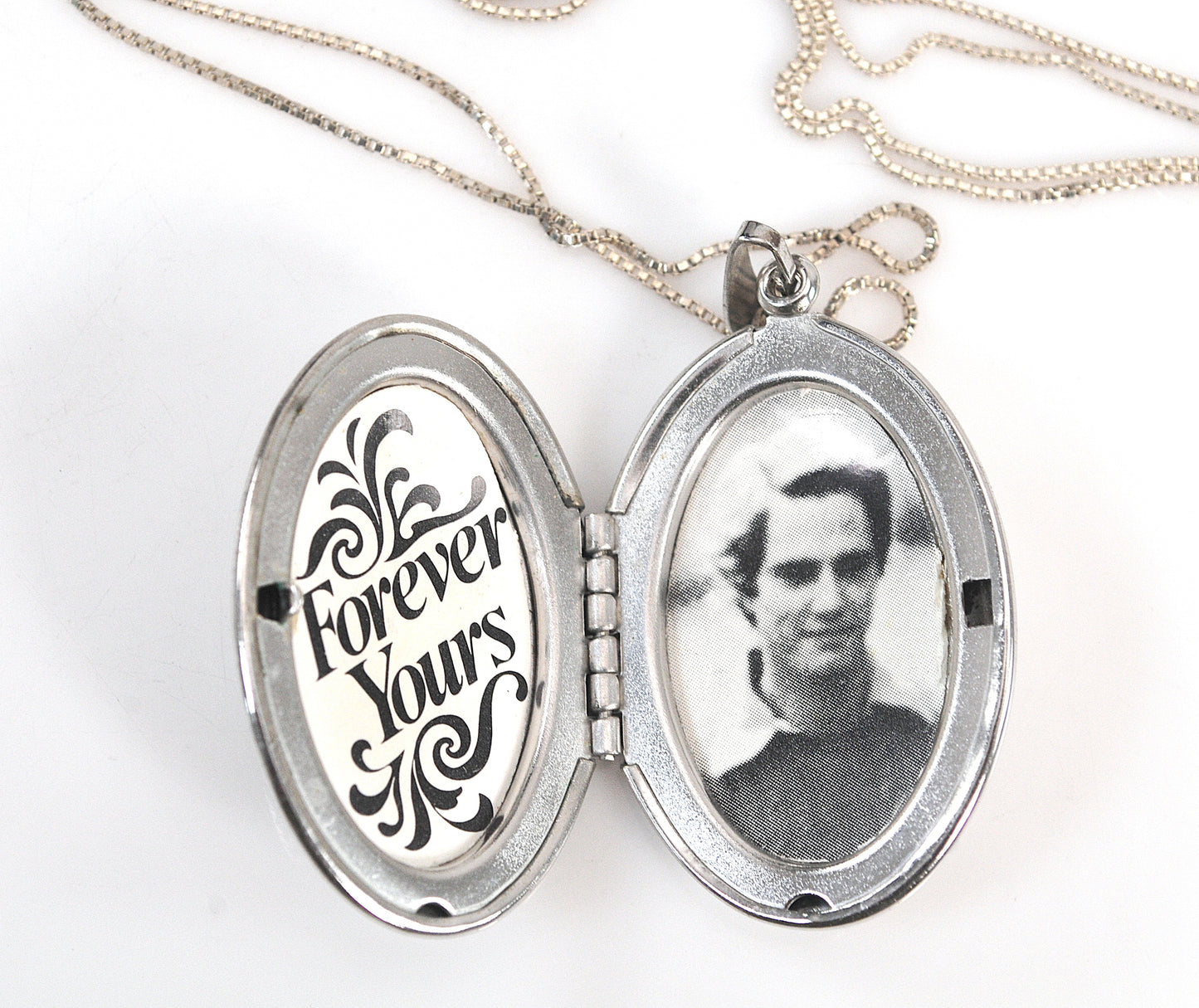 Large Sterling Silver Oval Locket Necklace
