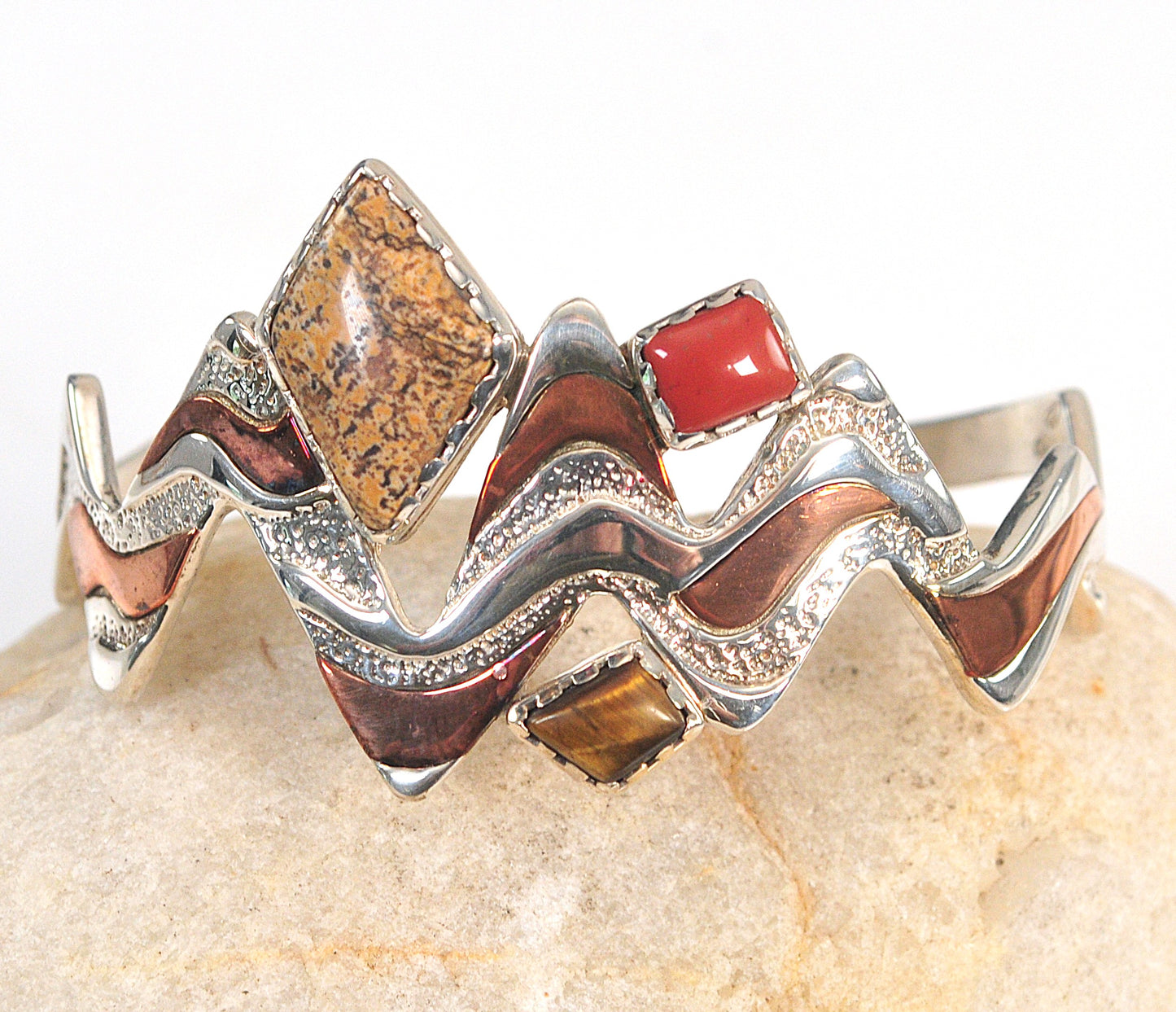 Carolyn Pollack Sterling Silver Copper Four Corners Cuff Bracelet