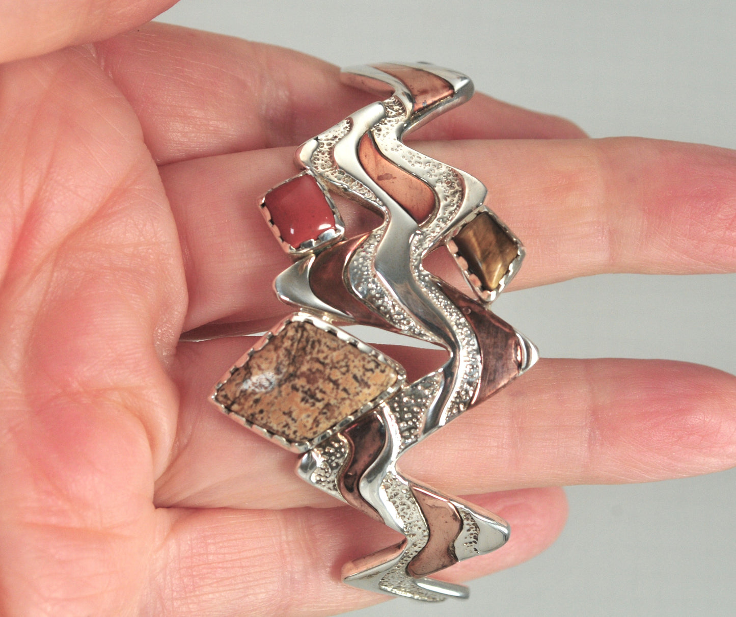 Carolyn Pollack Sterling Silver Copper Four Corners Cuff Bracelet