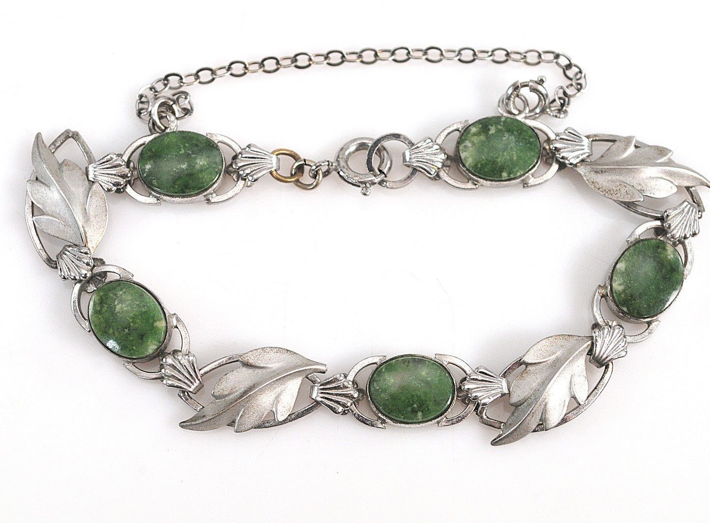 Vintage Sterling Silver Green Stone Bracelet