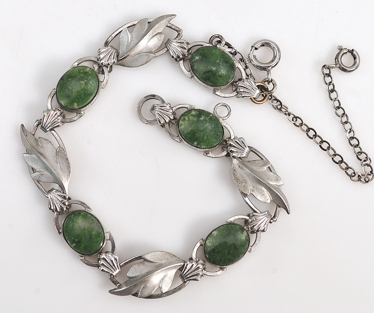 Vintage Sterling Silver Green Stone Bracelet