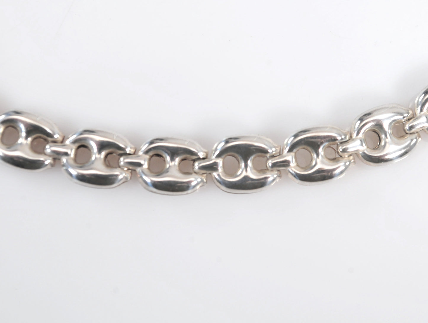 Sterling Silver Puffed Mariner Link Necklace