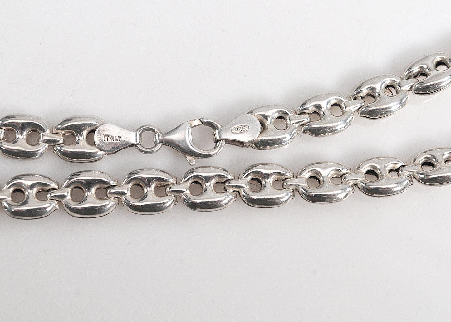 Sterling Silver Puffed Mariner Link Necklace