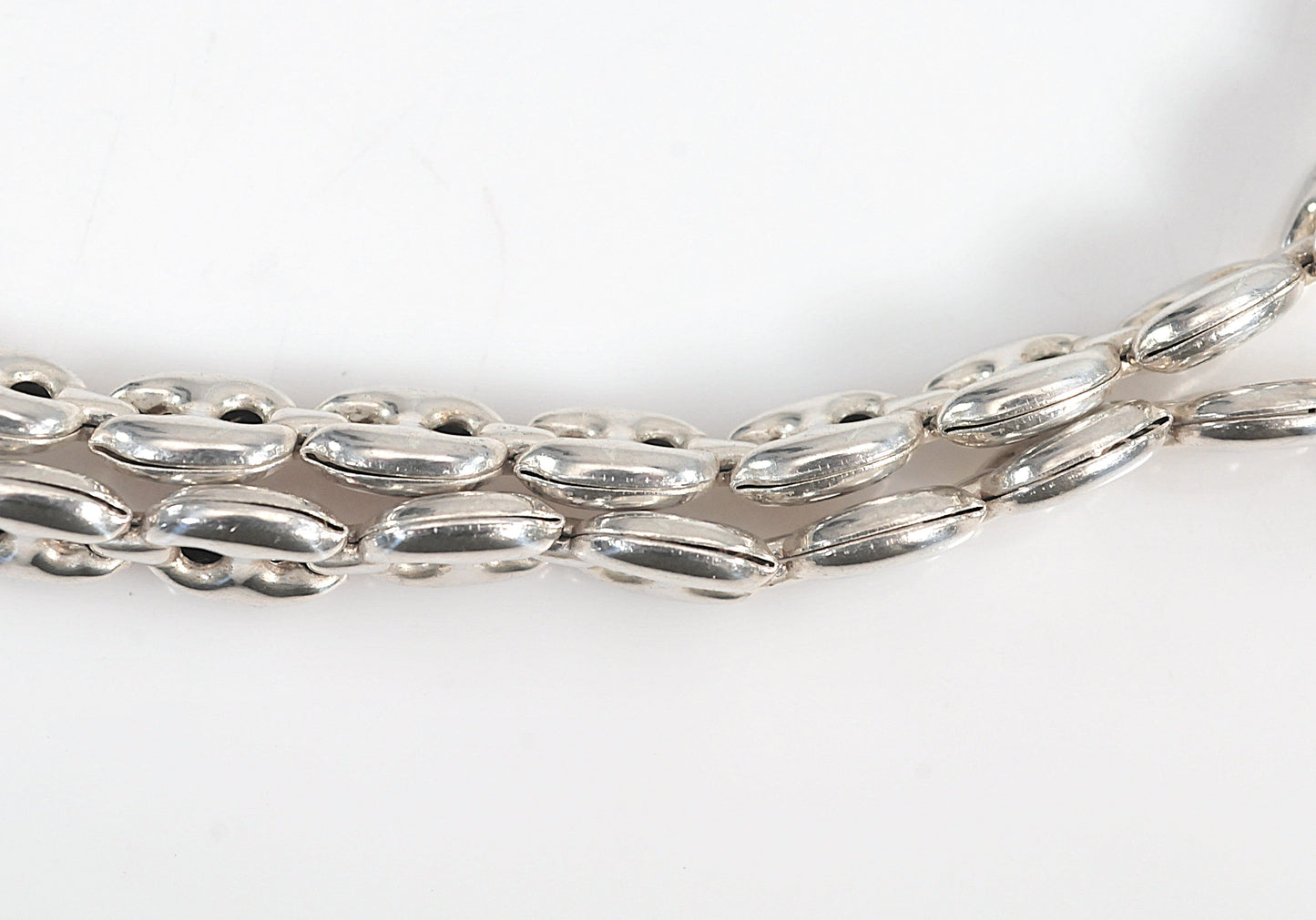 Sterling Silver Puffed Mariner Link Necklace