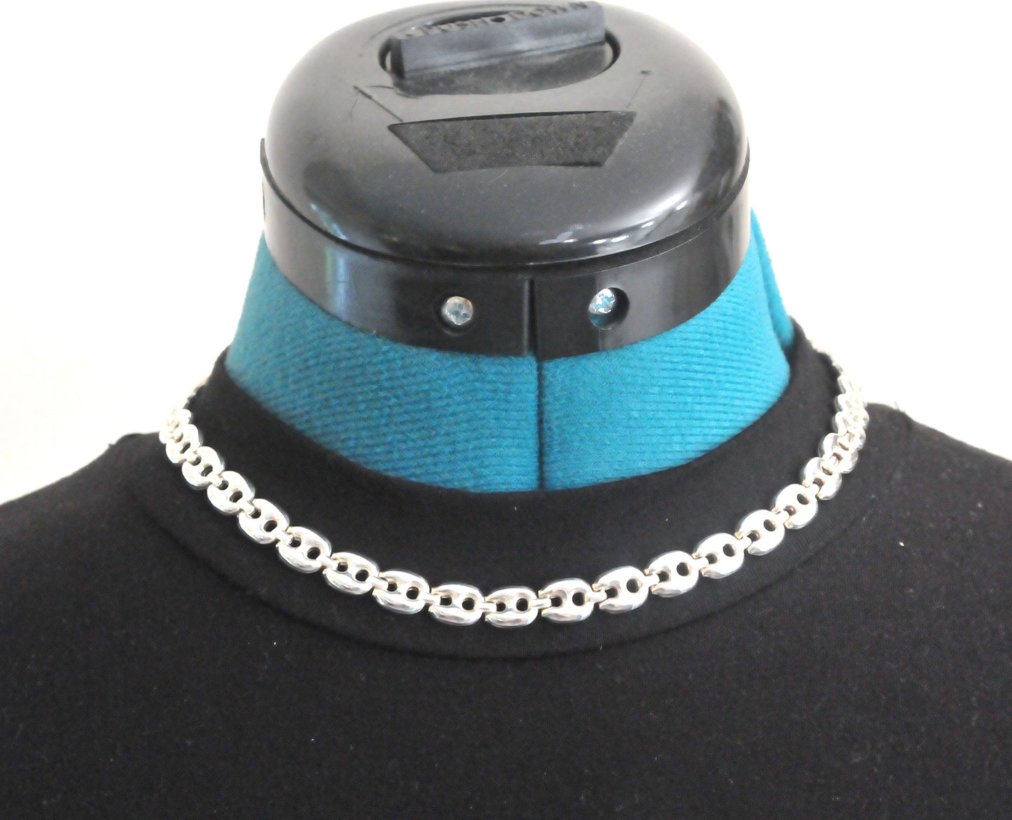 Sterling Silver Puffed Mariner Link Necklace