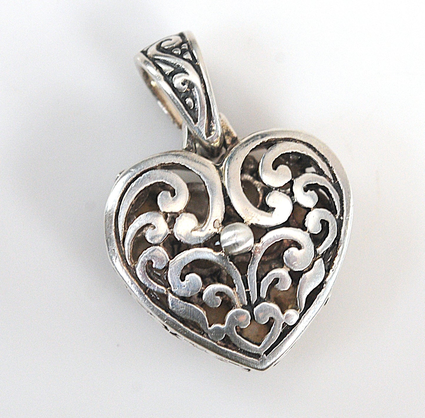 Reversible Sterling Silver Mother of Pearl Puffed Heart Pendant