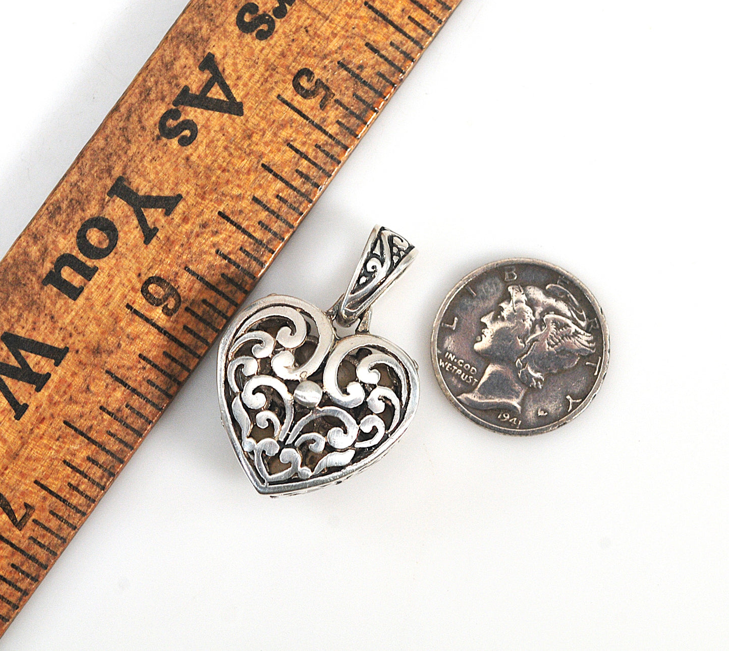Reversible Sterling Silver Mother of Pearl Puffed Heart Pendant