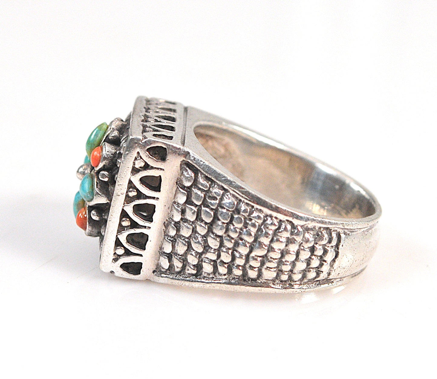 Barse Sterling Silver Turquoise Coral Ring