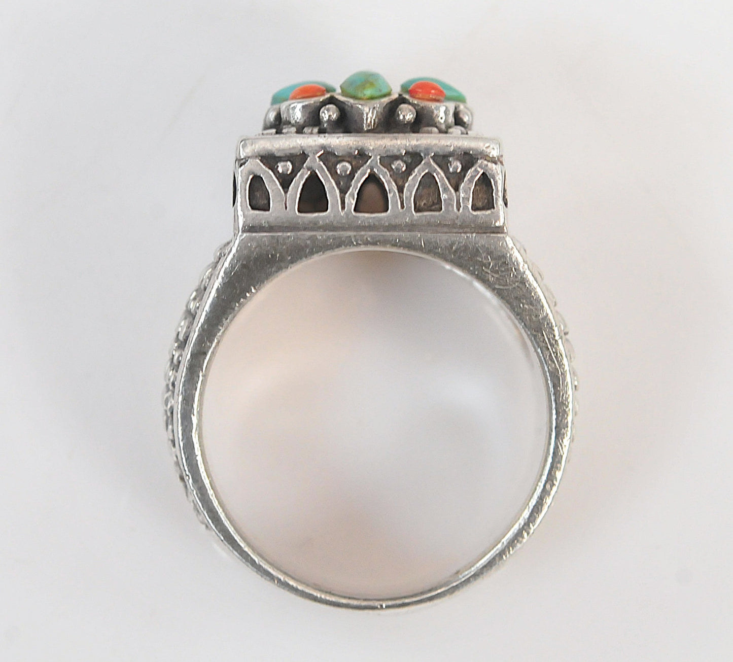 Barse Sterling Silver Turquoise Coral Ring