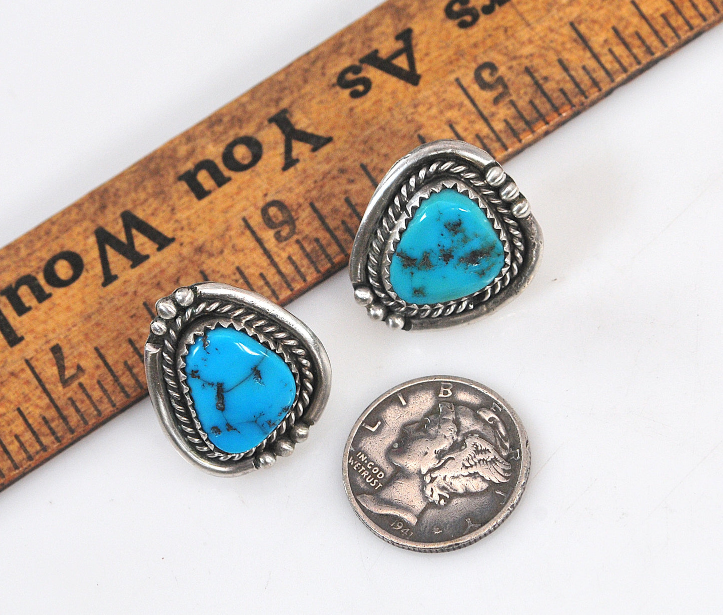 Navajo Sterling Silver Turquoise Stud Earrings