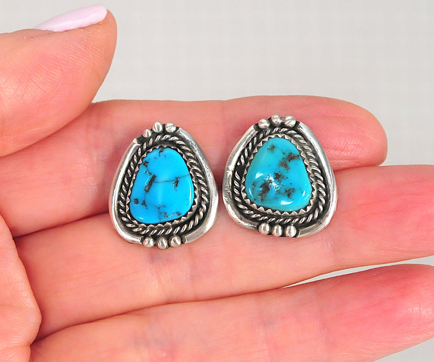 Navajo Sterling Silver Turquoise Stud Earrings