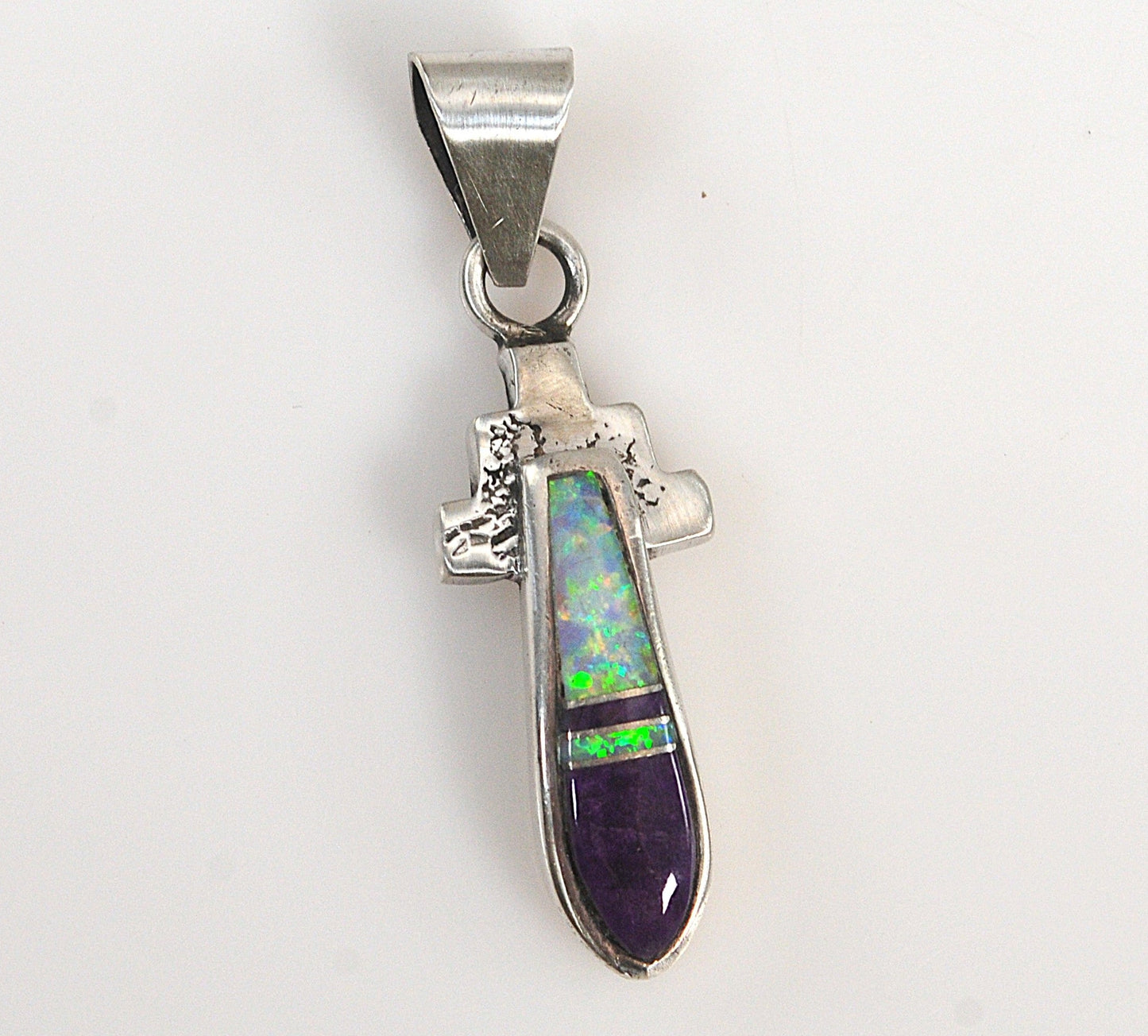 Ervin Hoskie Navajo Sterling Silver Opal Sugilite Pendant