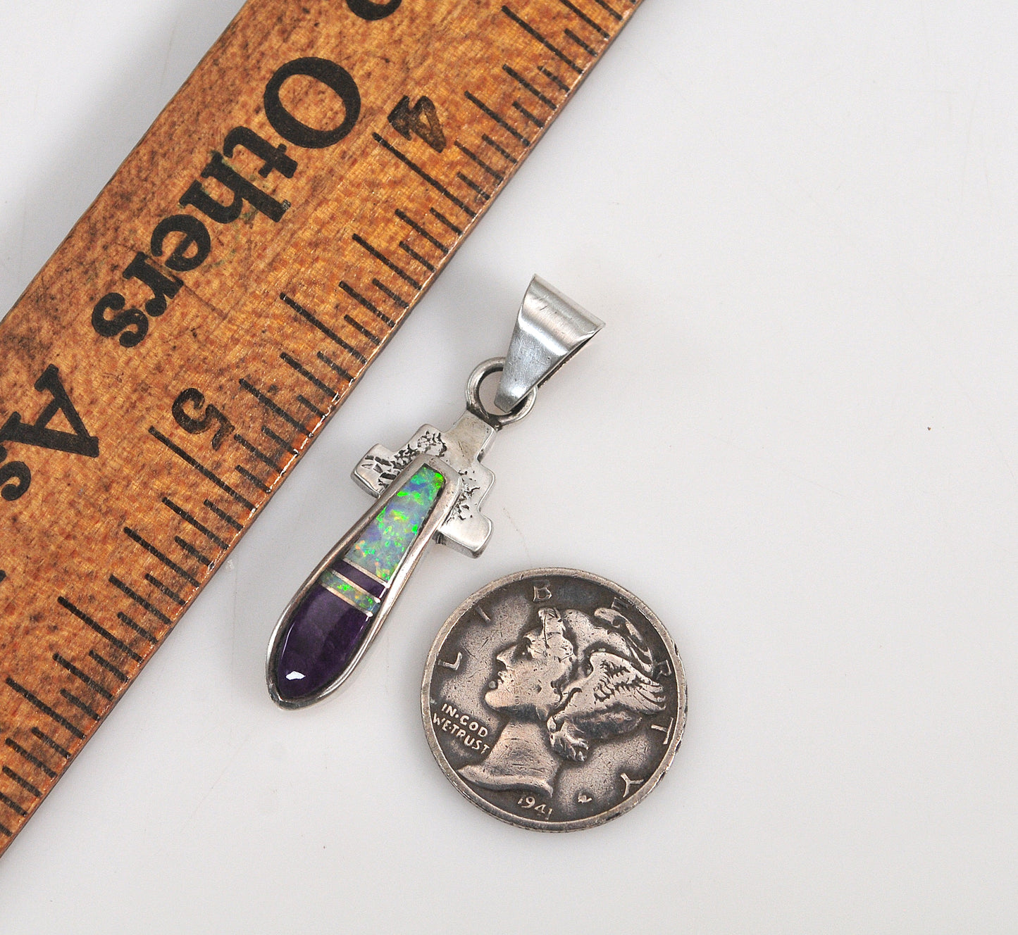 Ervin Hoskie Navajo Sterling Silver Opal Sugilite Pendant