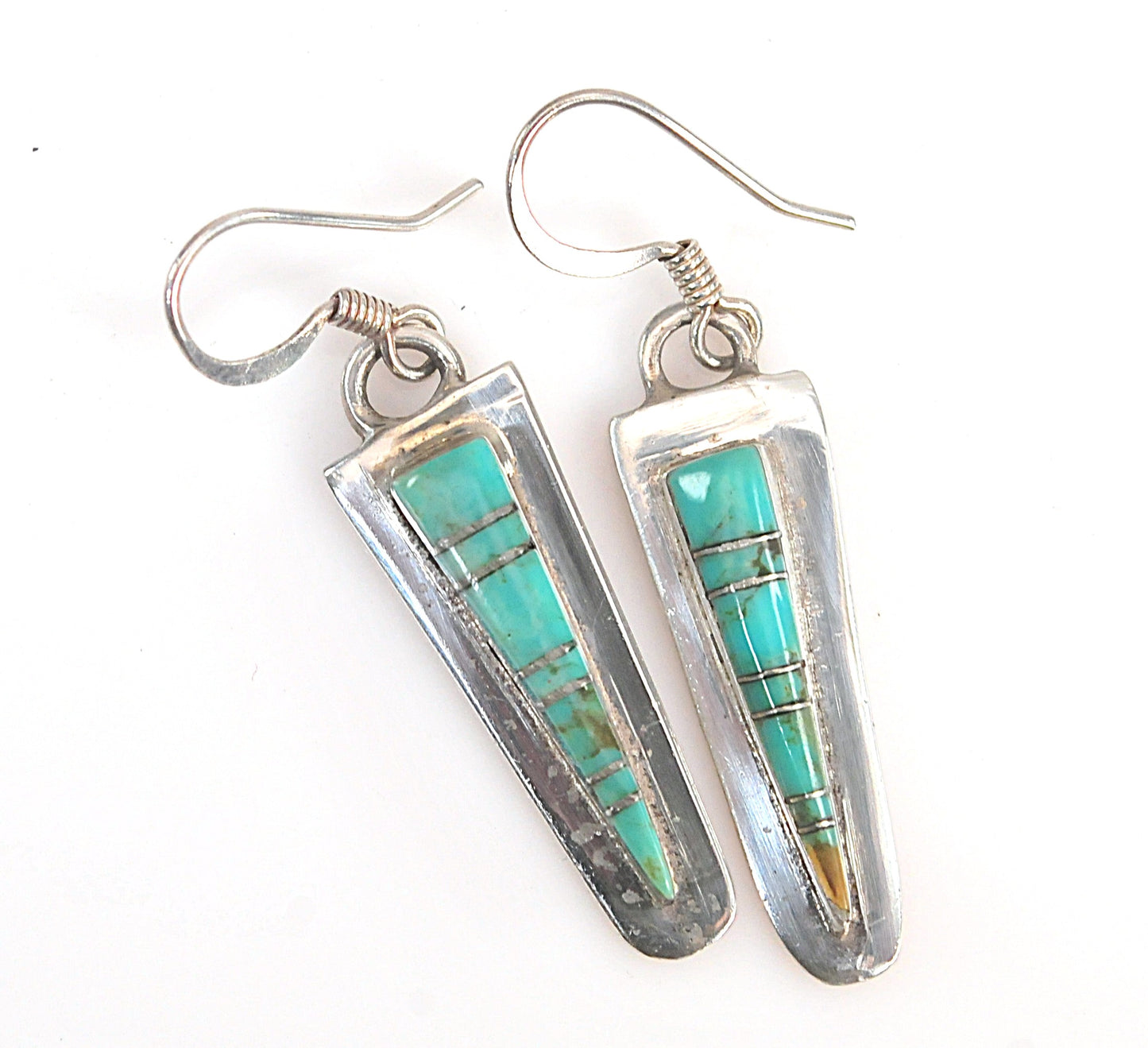 Zuni Sterling Silver Turquoise Inlay Earrings