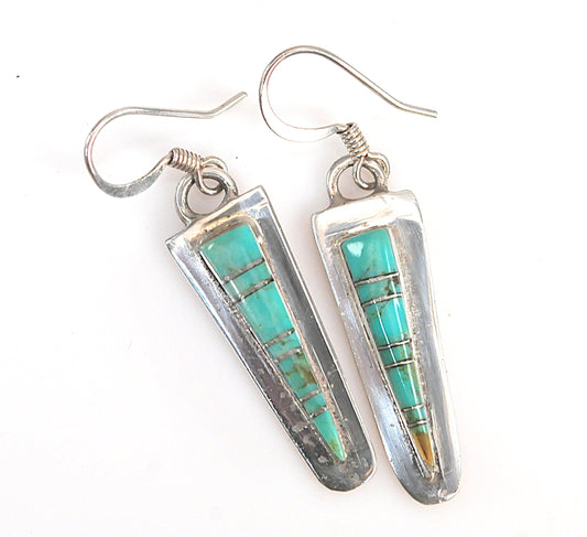 Zuni Sterling Silver Turquoise Inlay Earrings
