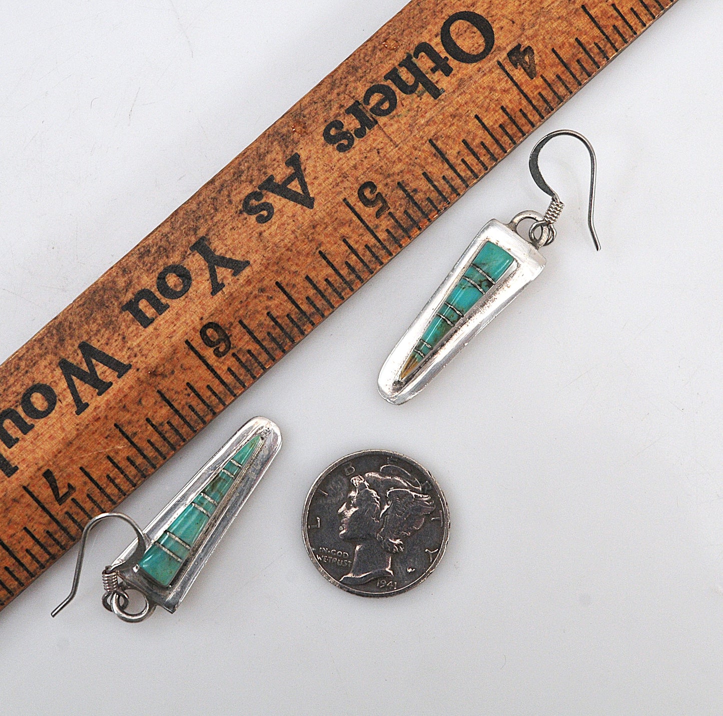 Zuni Sterling Silver Turquoise Inlay Earrings