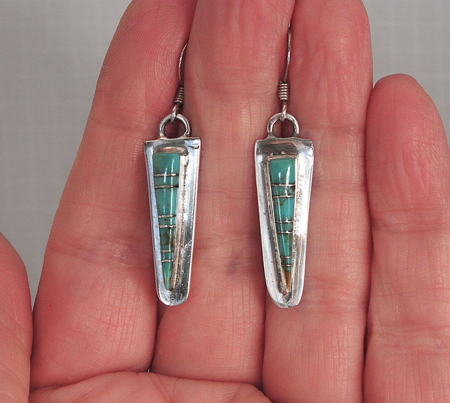 Zuni Sterling Silver Turquoise Inlay Earrings