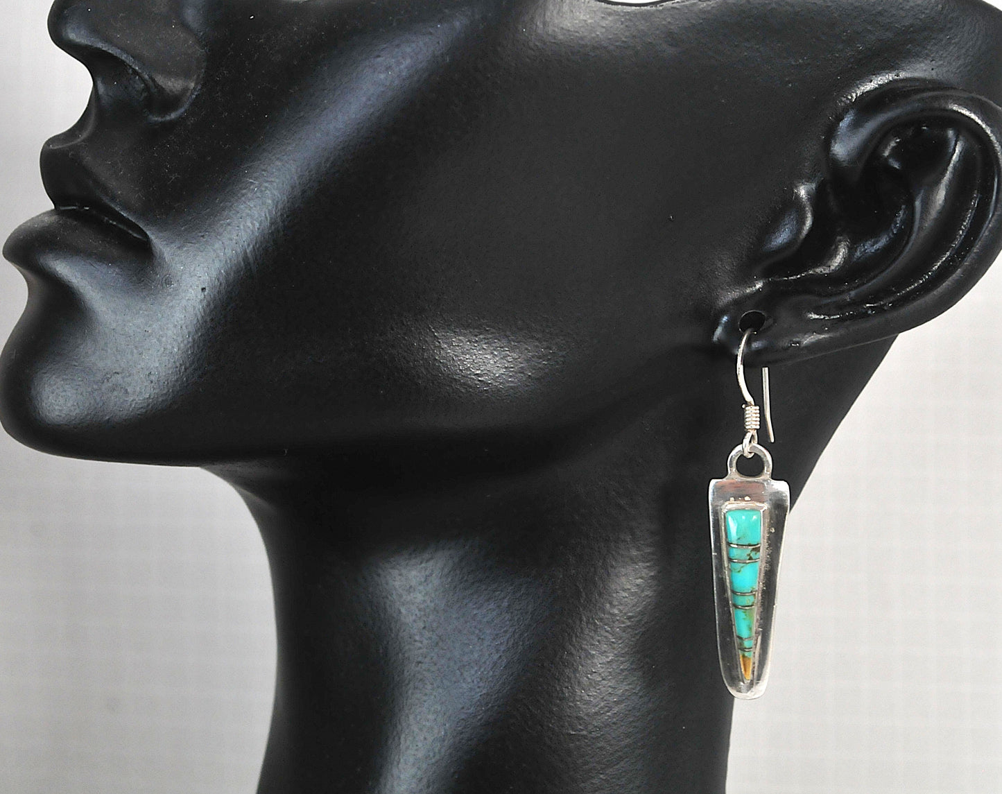 Zuni Sterling Silver Turquoise Inlay Earrings