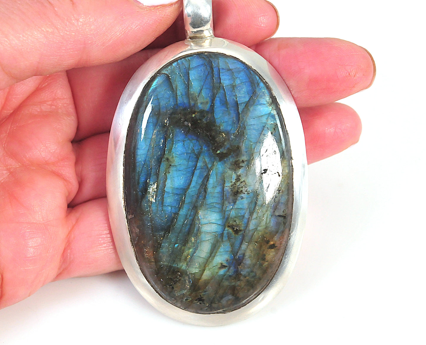 Huge Sterling Silver Labradorite Pendant