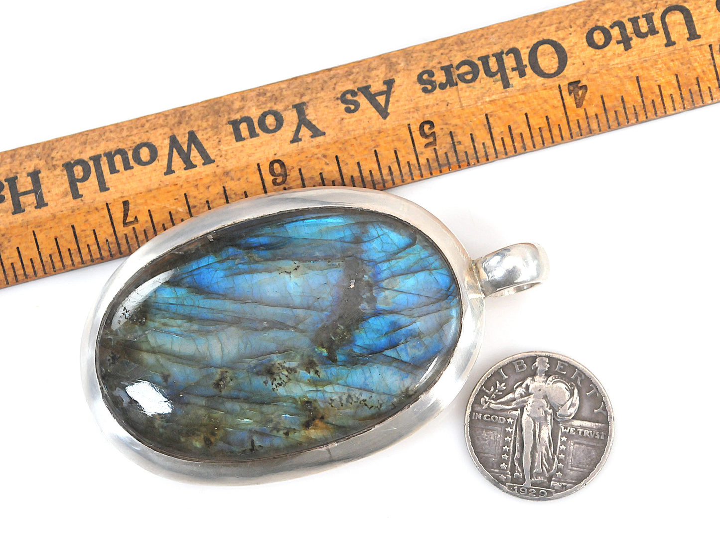 Huge Sterling Silver Labradorite Pendant